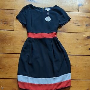 NWT APRICOT Black Dress with Red and Gray Accents Sz Uk 10